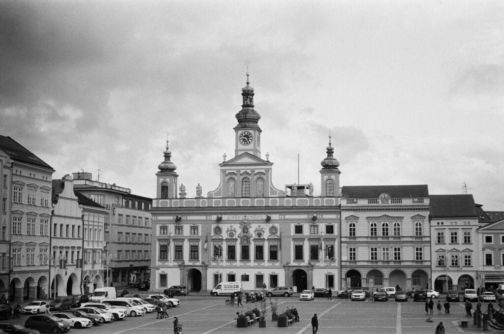 České Budějovice Town Hall B&W