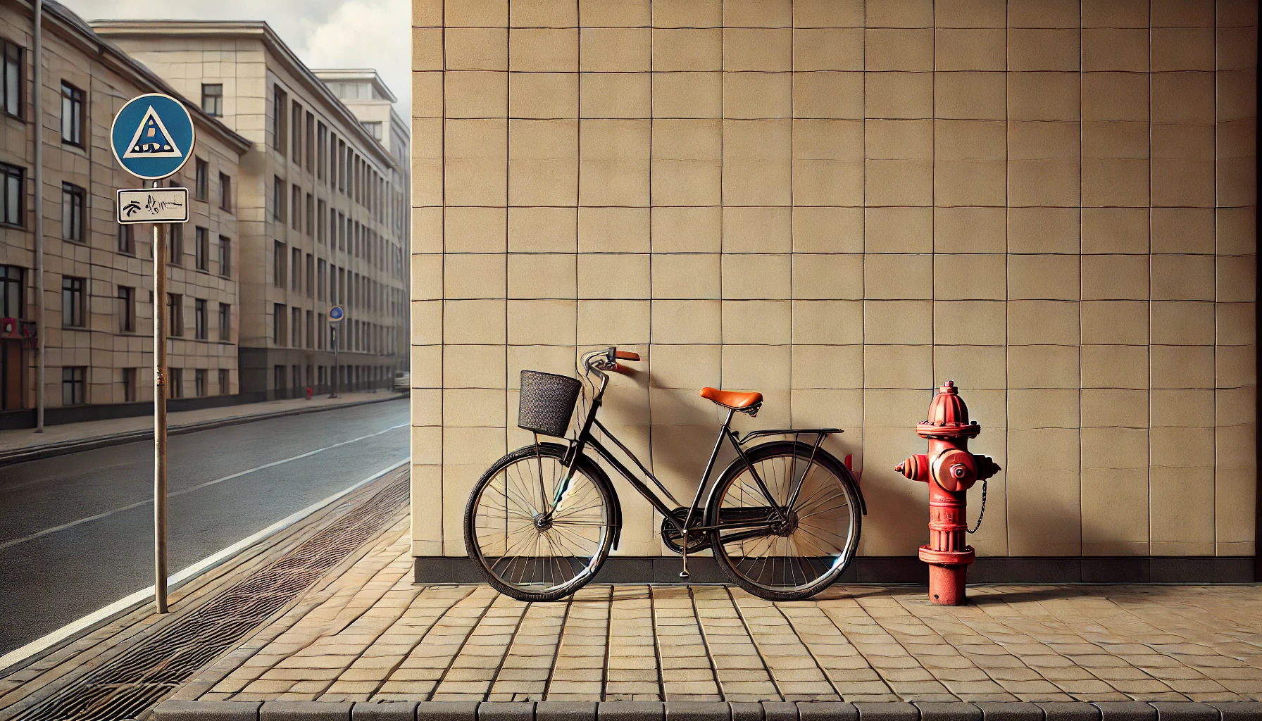 a bicycle leaning against a wall